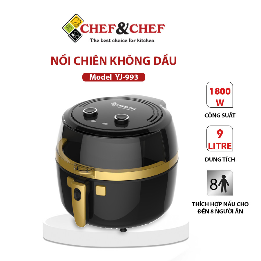 Nồi chiên không dầu CHEF&amp;CHEF 9L (YJ- 933) thiết kể mang kiểu dáng hiện đại, sang trọng- Hàng Chính Hãng