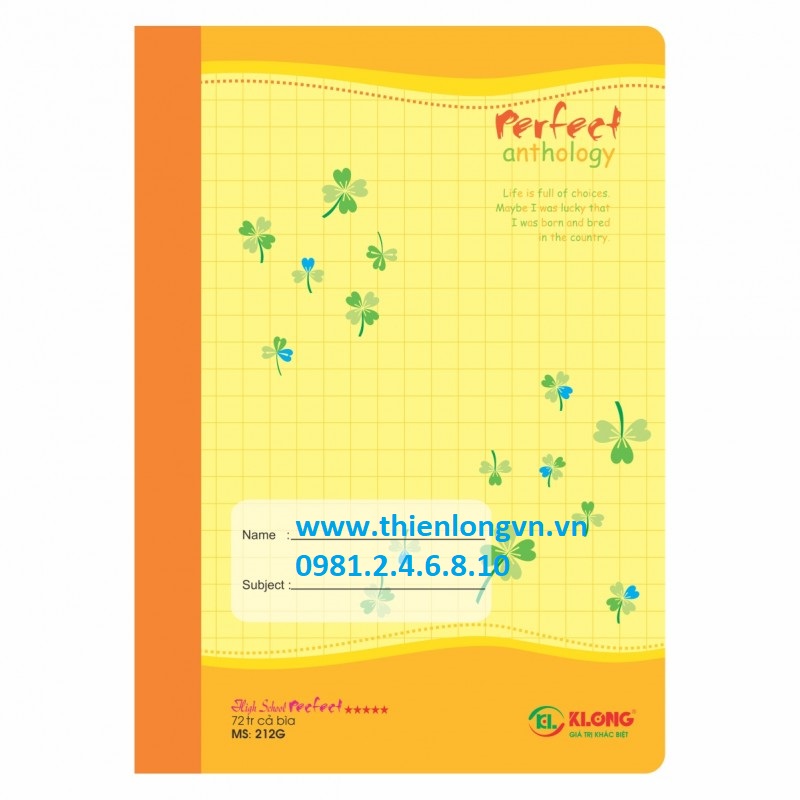 Vở kẻ ngang HighSchool Perfect - 72 trang; Klong 212 bìa vàng