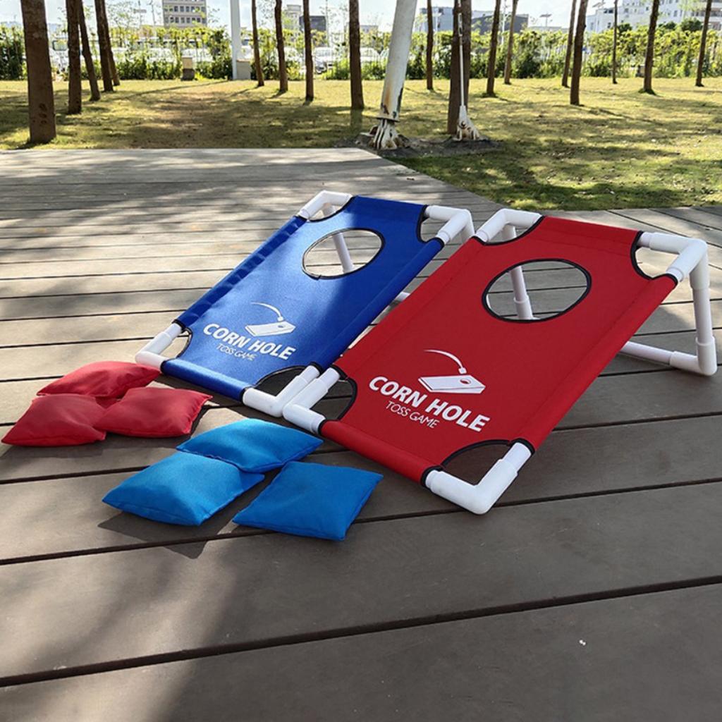 4 Set Collapsible Portable Cornhole Game Set Bean Bags Indoor Outdoor Yard
