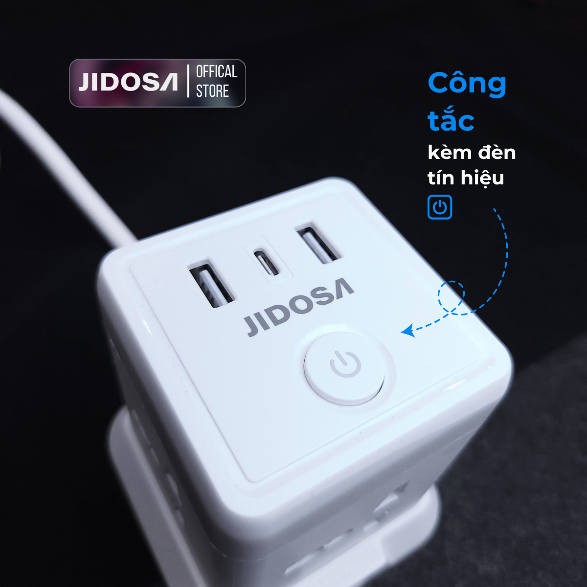 Ổ Cắm Điện JIDOSA Tích Hợp Ổ USB Và Type C Hình Tháp Đa Năng Công suất 3000w Thiết Kế Thông Minh