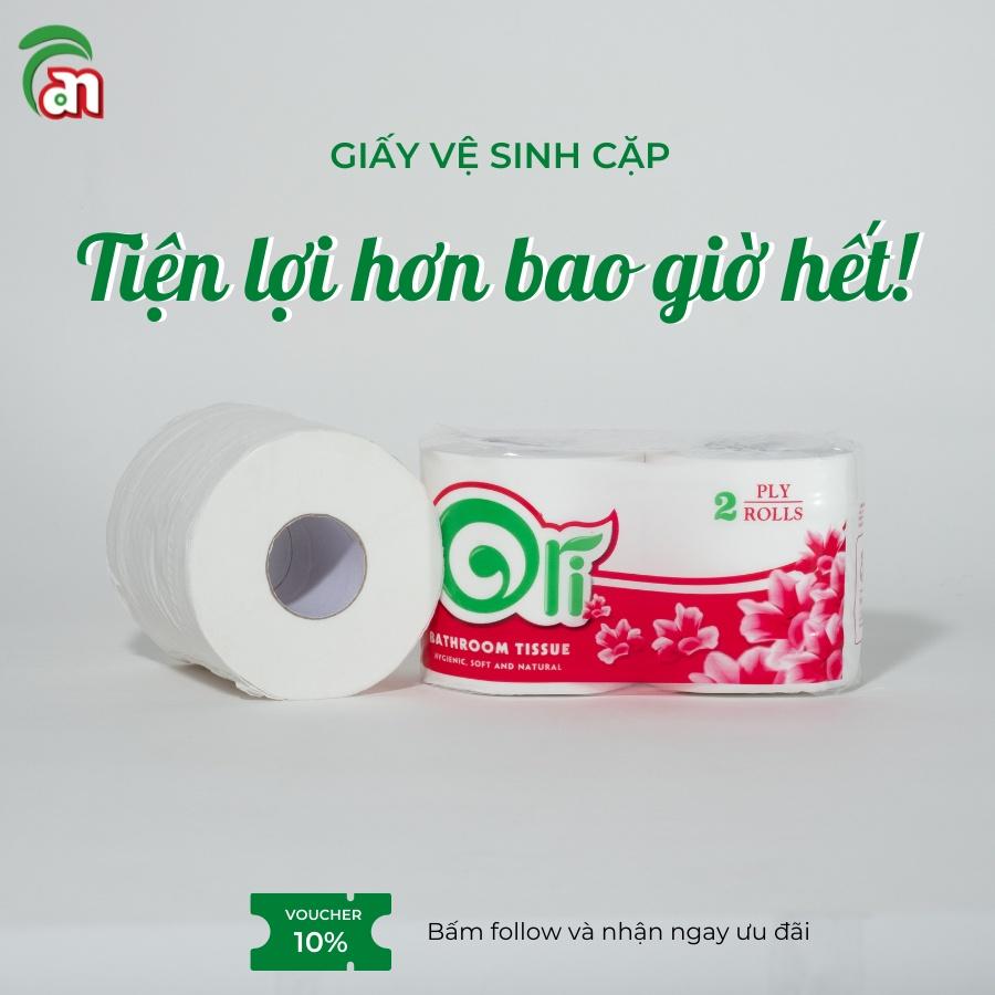 Giấy vệ sinh cuộn nhỏ có lõi đóng cặp ORI 2 lớp cao cấp, không bụi 5 cặp/lốc - Thiên An Nam paper