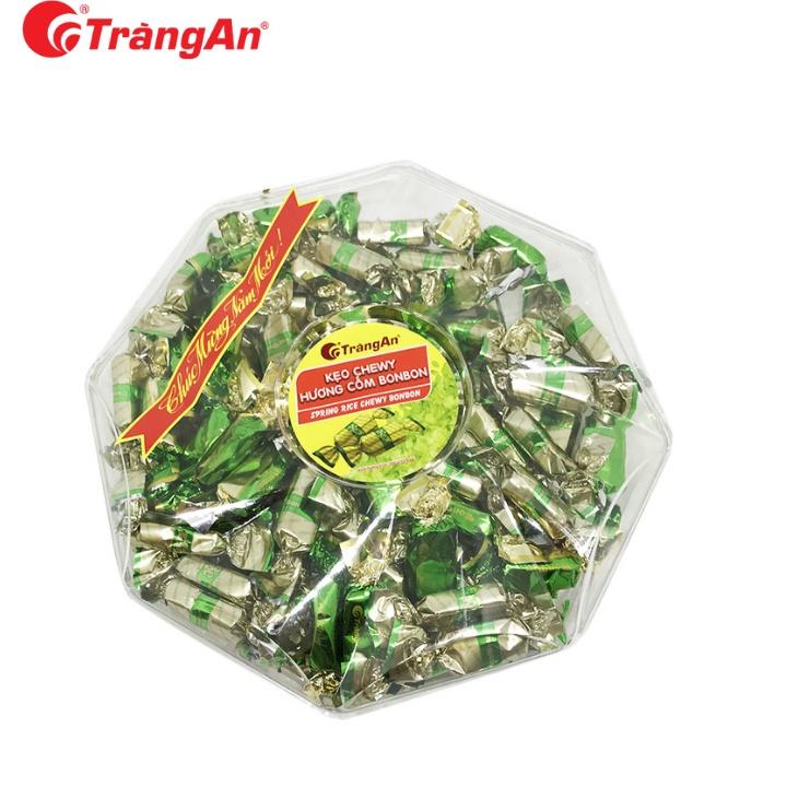 Kẹo Chewy hương cốm 300g, hộp tròn hoa, thương hiệu Tràng An, hạn sử dụng 8 tháng