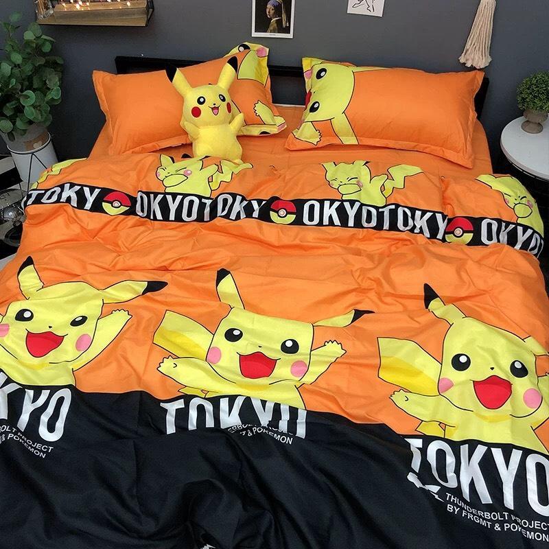 Bộ Chăn Ga Gối Cottong Poly Pikachu