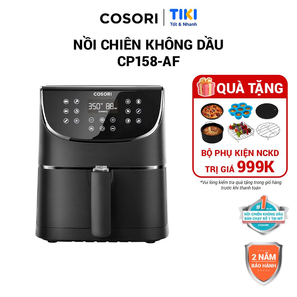Nồi Chiên Không Dầu 5.5L COSORI CP158-AF Màu Đen - Hàng Chính Hãng