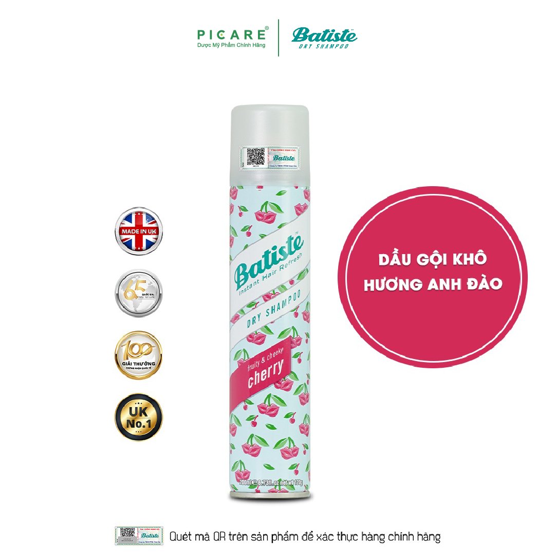 Dầu Gội Khô Batiste Hương Anh Đào Dry Shampoo Fruity &amp; Cheeky Cherry 200ml