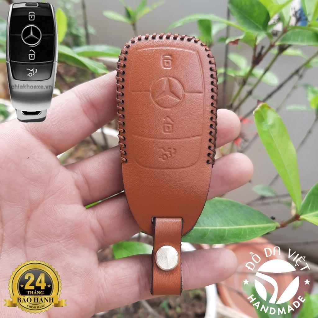 Bao da chìa khoá Mercedes handmade da thật, bao da chìa khoá Mec