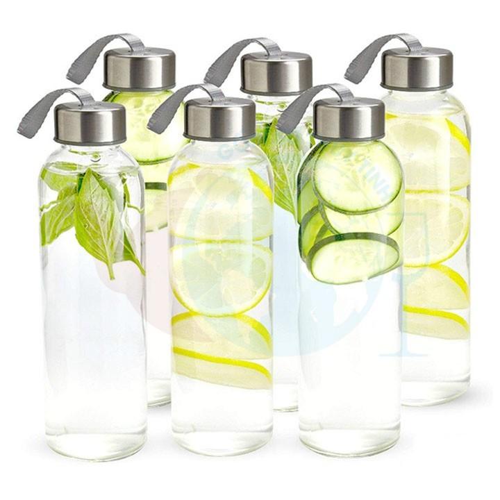 Bình Thủy Tinh 300ml & 500ml Đựng Nước Có Dây Xách Cao Cấp ZA14