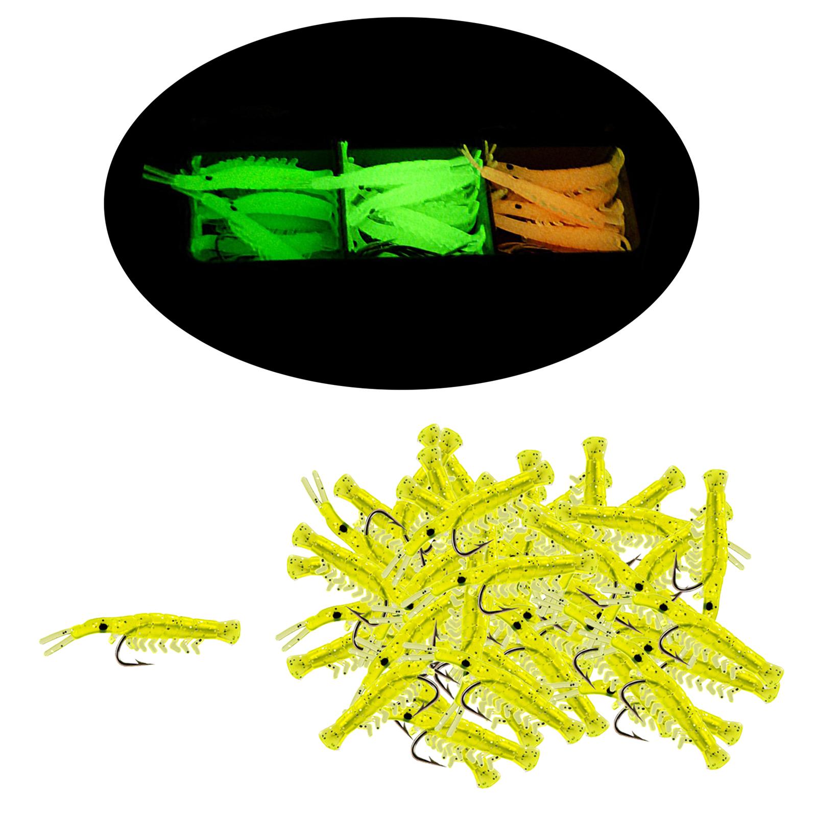 50 Pcs Fishing Silicone Shrimp Lures Hooks Tackle Bait Lures