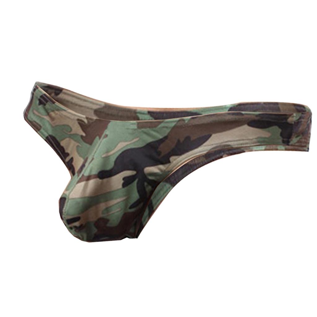 Mens Camouflage T-Back Underwear Low-rise Bikini G-String Thong Briefs