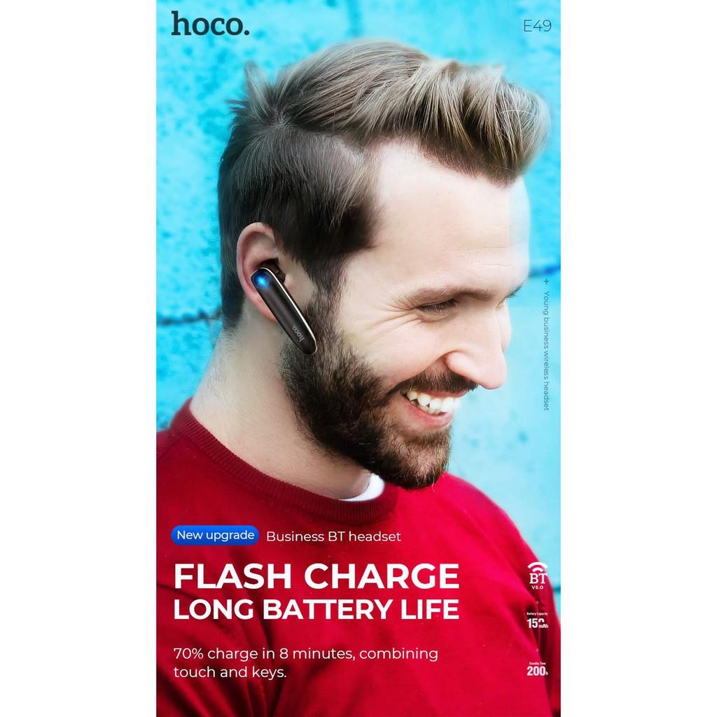 Tai nghe bluetooth Hoco E49 pin siêu trâu 20H đàm thoại/nghe nhạc liên tục, sạc đầy trong 15 phút - Hàng chính hãng