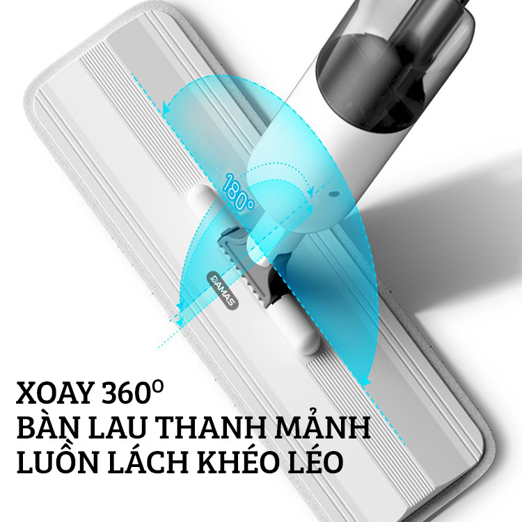 Cây Lau Nhà Phun Sương, Chổi Lau Nhà 360° Lau Sạch Khô Nhanh Cao Cấp Damas P1 Pro - Bản Lau To Giúp Lau Sạch Nhanh Chóng, Khớp Xoay 180 Độ Linh Hoạt - Thiết Kế Mới Tích Hợp Bình Chứa Dung Dịch Với Tốc Độ Phun Sương 0.1s - Hàng Chính Hãng