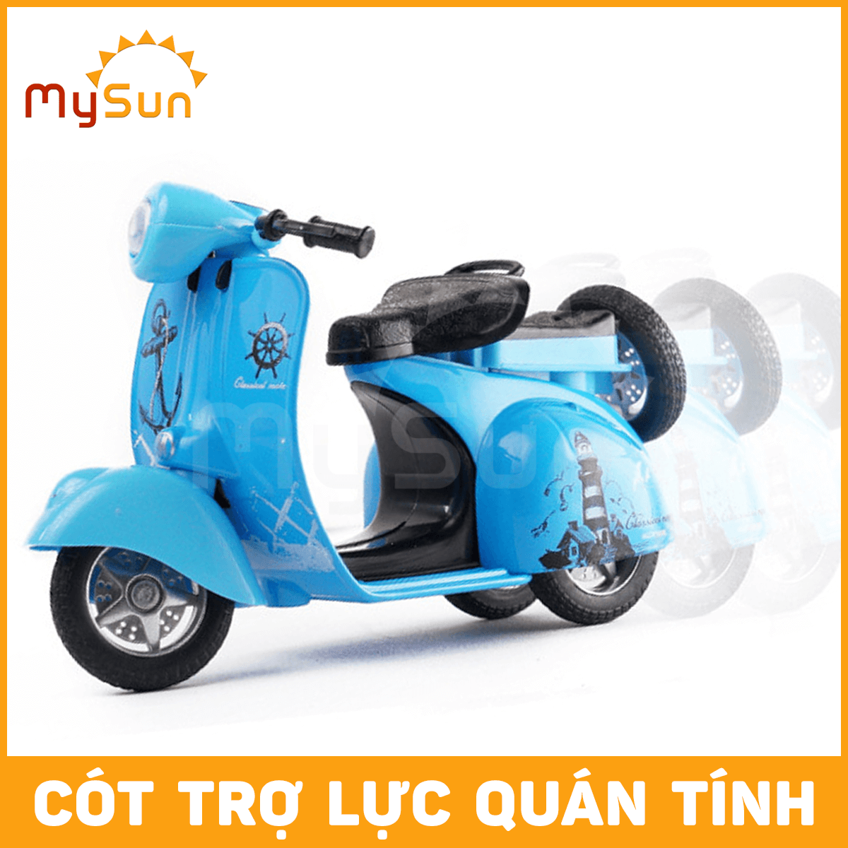 Mô hình xe máy Vespa Sprint cổ đồ chơi độ mini 1:12 cho bé