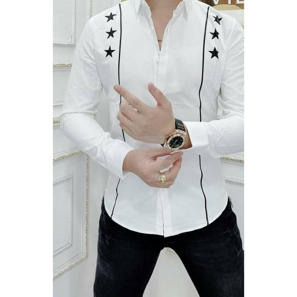 Áo sơ mi in thêu dài tay nam phong cách lịch lãm ôm body KB FASHION