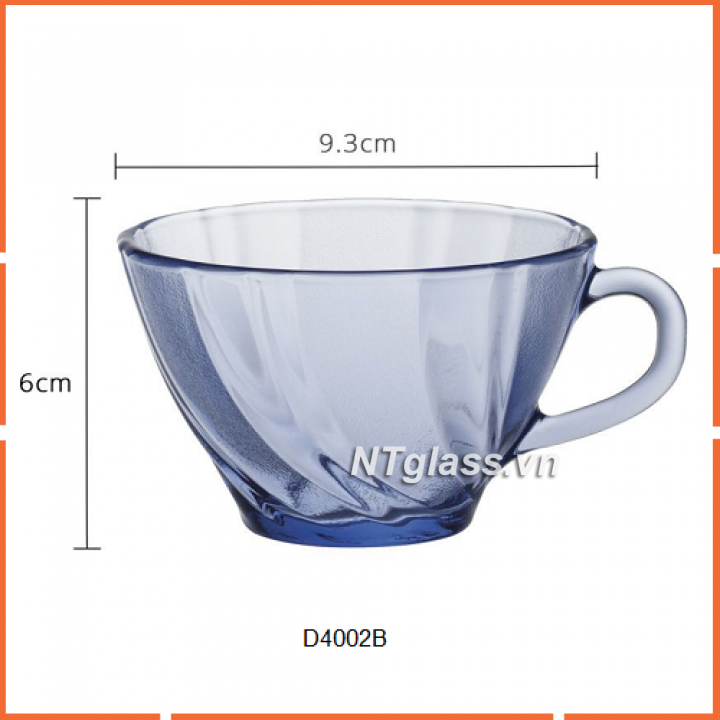 Bộ tách kèm dĩa Beau Rigave xanh Marine 180ml  Thủy tinh cường lực cao cấp Pháp