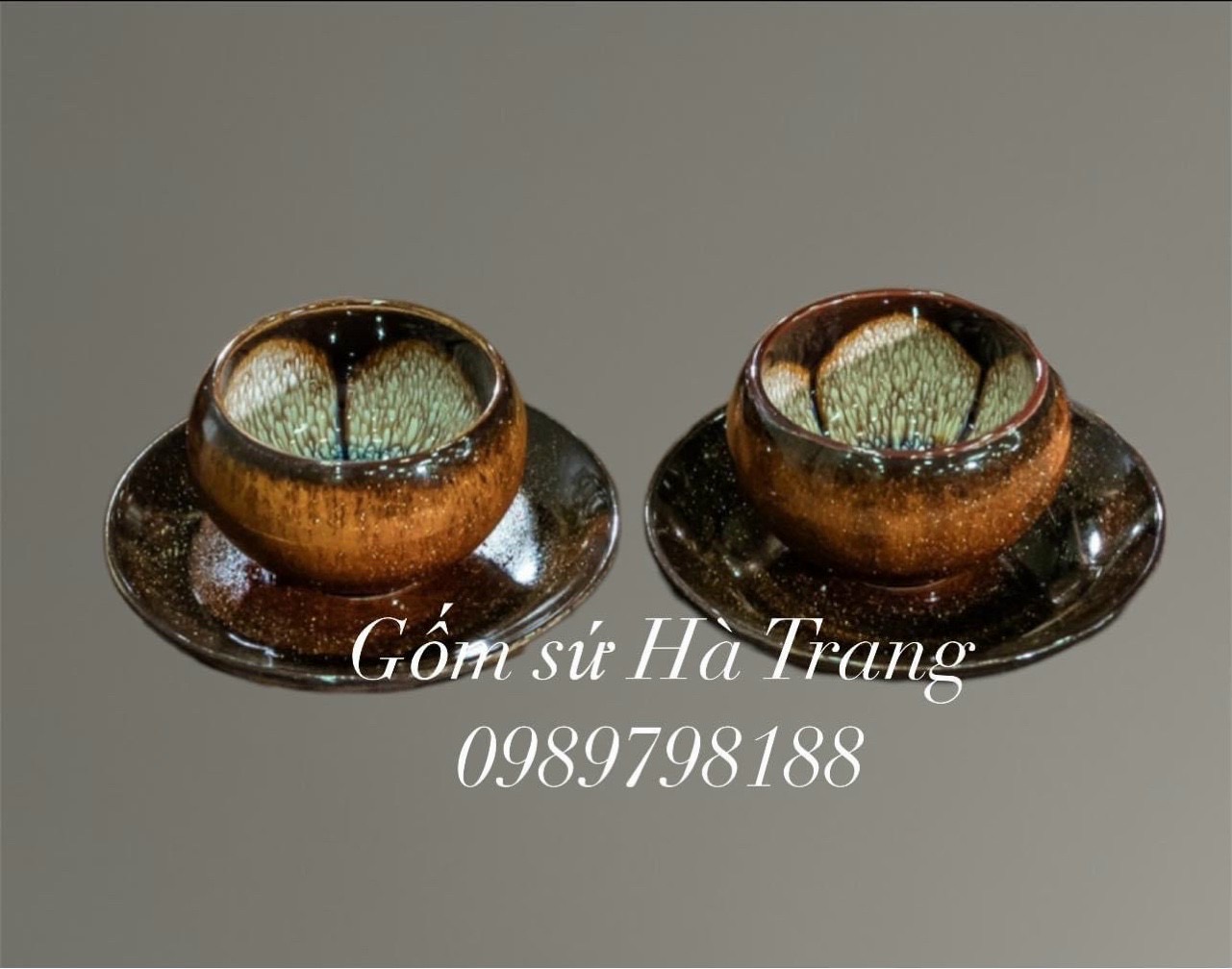Bộ trà gốm sứ Bát Tràng cao cấp men hoả biến kim sa dung tích 400ml