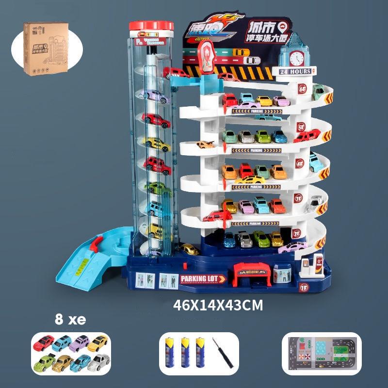 Đồ chơi Garage đỗ xe, đường đua tốc độ, đường hầm khủng long,tòa tháp sky tower cho bé