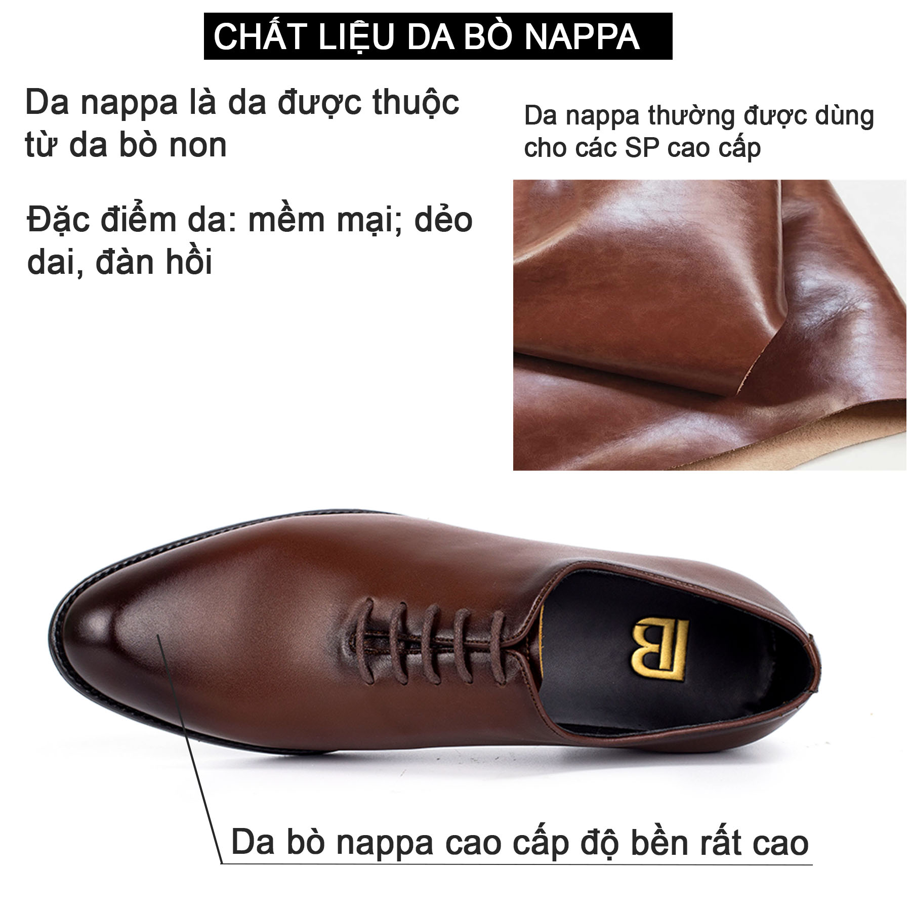 Giày da nam, giày oxford công sở Bụi Leather G101 - Da bò Nappa cao cấp - Bảo hành 12 tháng