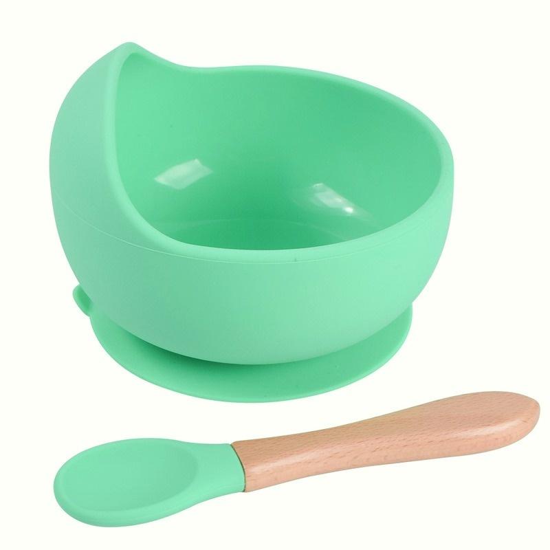 Bé Bát Silicon Giỏ Muỗng Nĩa Bộ Đồ Ăn Trẻ Em Chống Nước Tô Bộ Không Chứa BPA Ăn Silicone Món Ăn Cho Bé BÁt bộ
