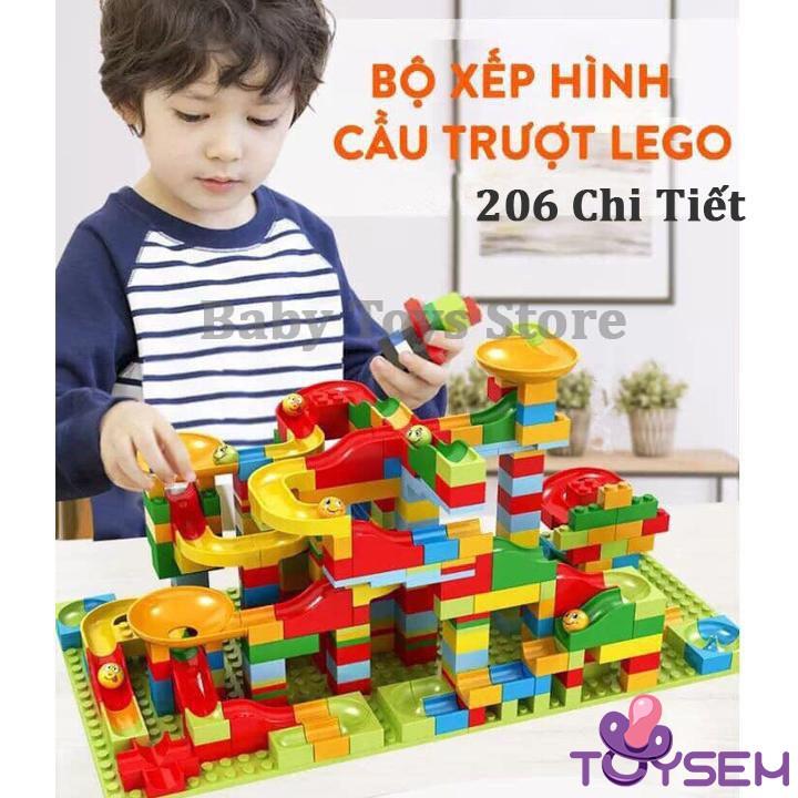 Đồ chơi lắp ráp mô hình cầu trượt thả bi 206 chi tiết JS8017 - Quà tặng sinh nhật cho bé đồ chơi xếp hình