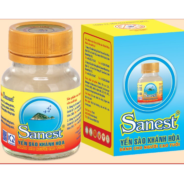 Nước Yến Sào Khánh Hòa Sanest dành cho người cao tuổi lọ 70ml (5 hũ), nước yến hũ