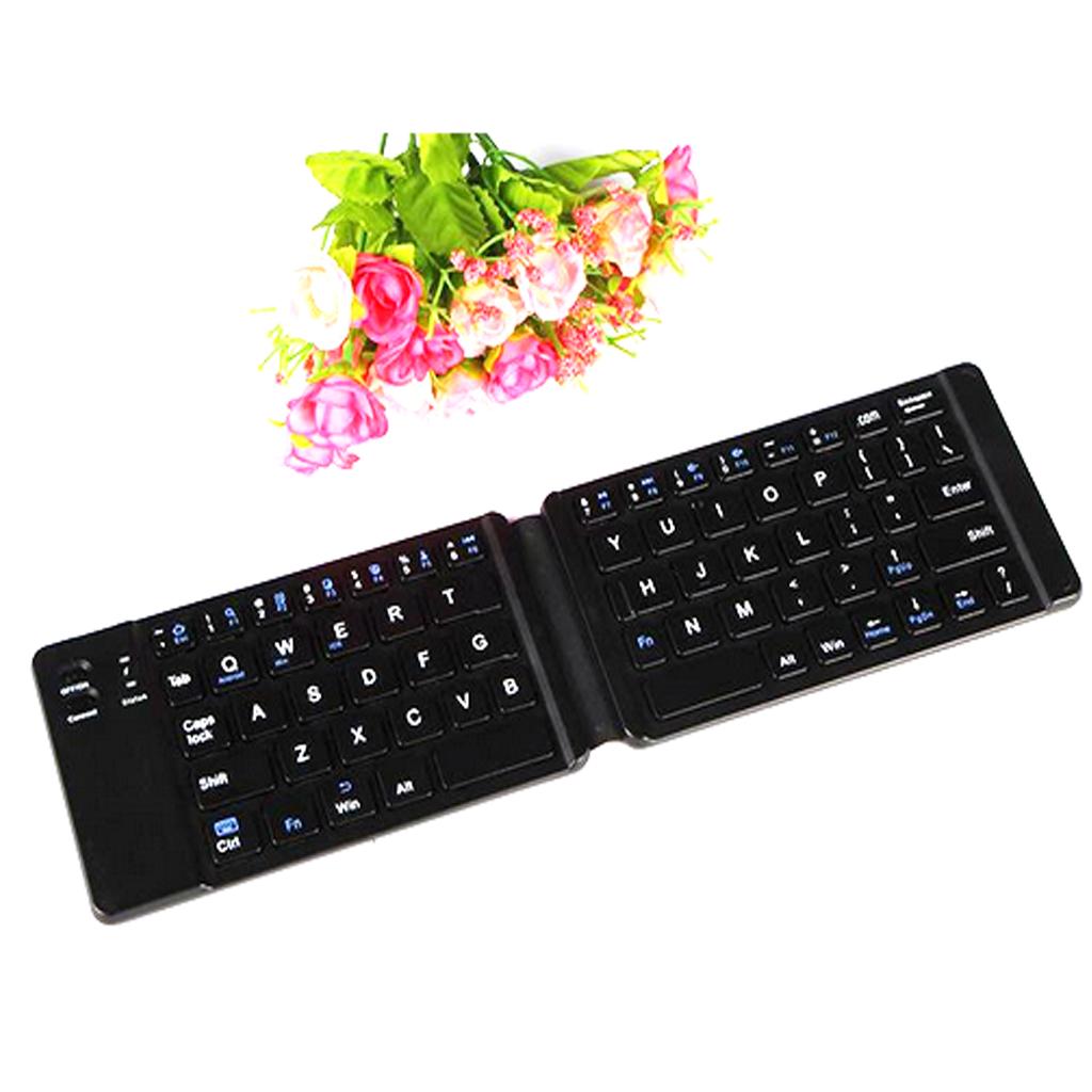 Foldable Bluetooth Keyboard, Ultra-Flat BT Folding Keyboard with Quiet Touch Keys for Smartphones Tablets, Black