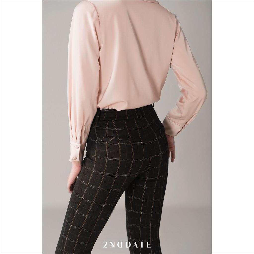 Quần Slim-fit nữ kẻ chỉ cam 2NDDATE TR008ATC