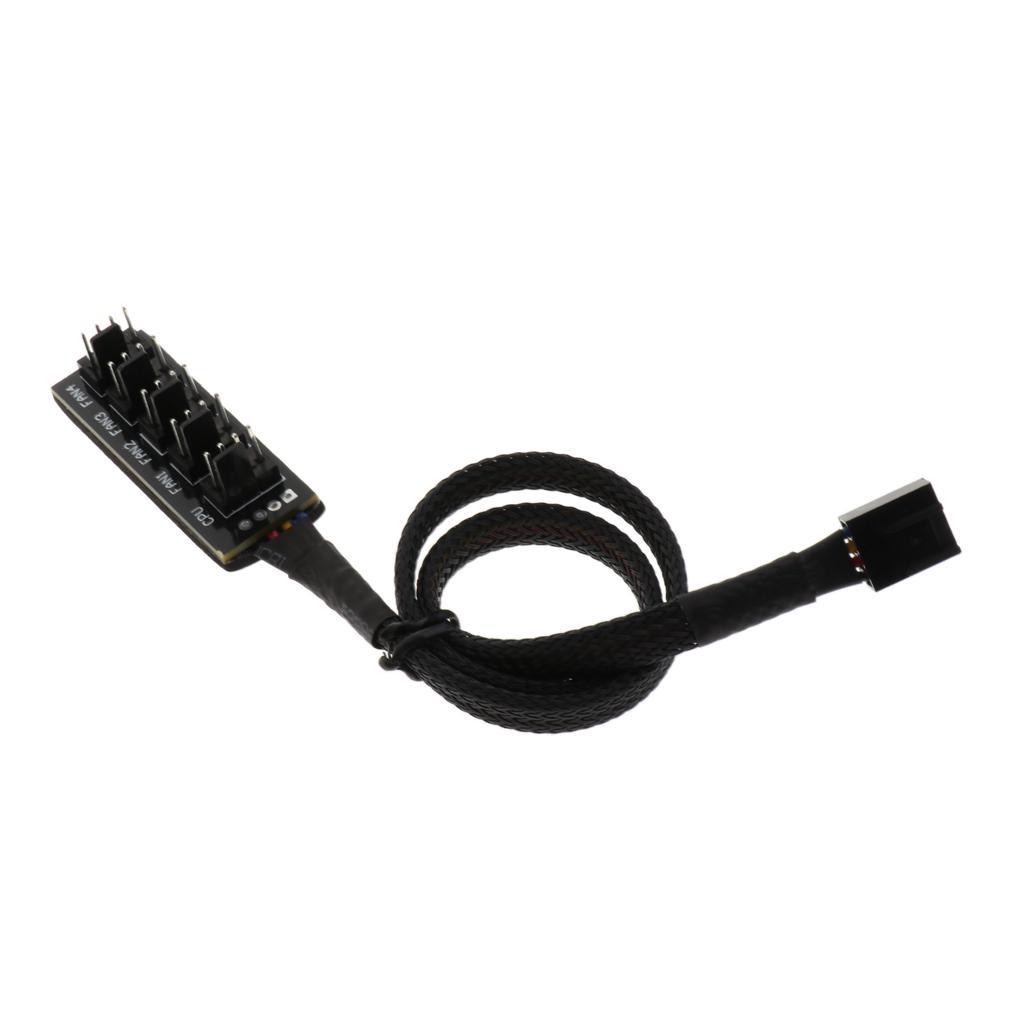 2-4pack PC Cooler Fan Power Cable 1 to 5 Male 4Pin Fan Hub Splitter Cable PWM 3P