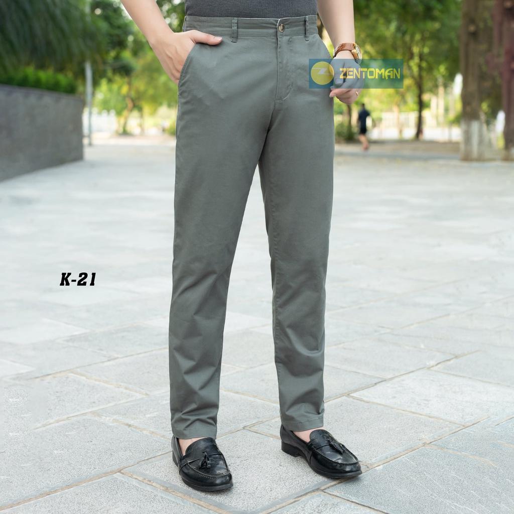 Quần kaki nam ZENTOMAN trung niên thanh niên ống suông co giãn mềm mịn trơn cao cấp QKK21