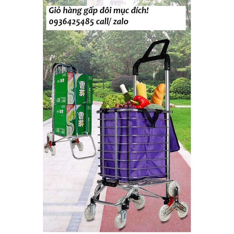 Xe đẩy đi chợ bản nâng cấp gấp gọn có bánh leo cầu thang