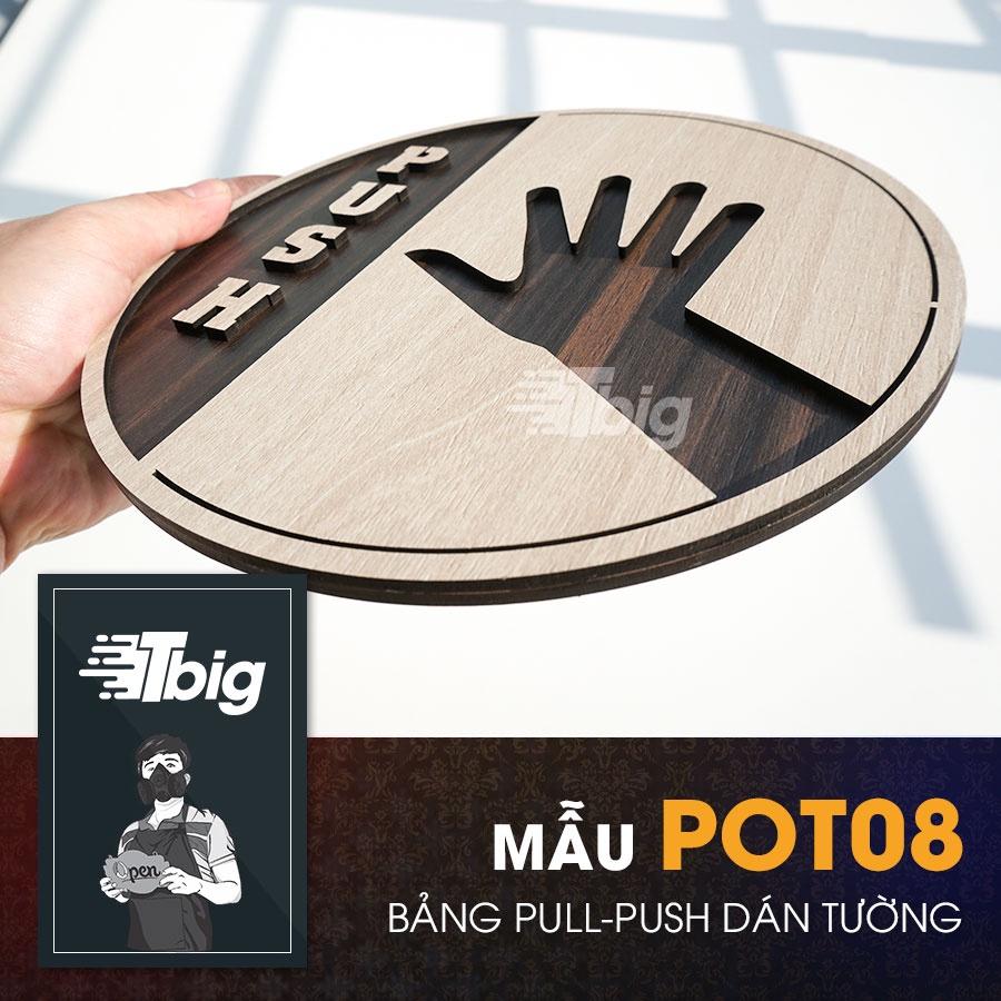 Bảng gỗ Pull Push hướng dẫn đóng mở cửa, cửa kính dạng hình tròn dán bằng keo 2 mặt tiện dụng dễ dàng