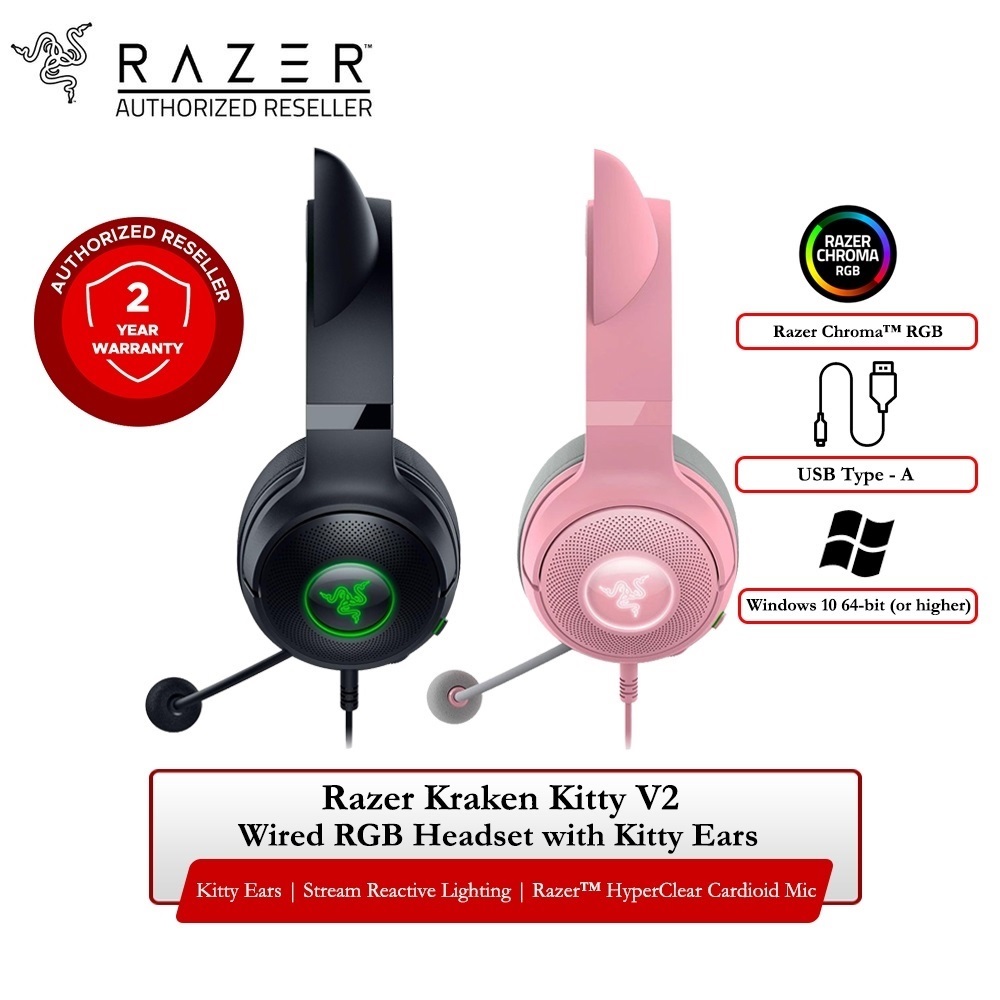 Tai nghe gaming có dây Razer Kraken Kitty V2 - Hàng chính hãng