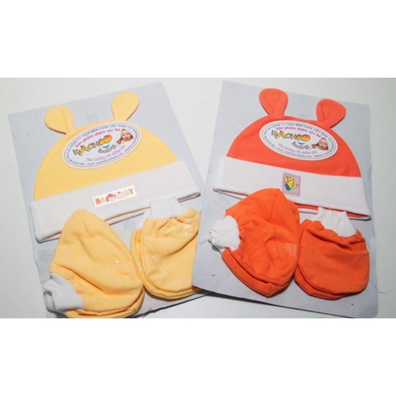 Set 5 bộ nón và vớ đủ màu tai thỏ 100% cotton giao màu ngẫu nhiên