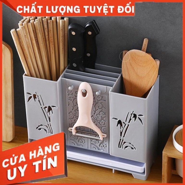 Ống đũa thìa kèm giá cắm dao dán tường gọn gàng tiện dụng