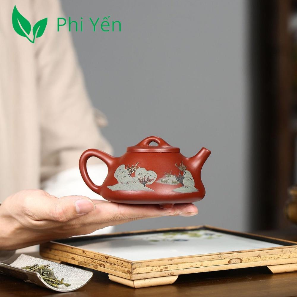 Ấm trà Tử sa Đại hồng bào Sơn thủy Thạch biều 200ml DHBSTTB075205