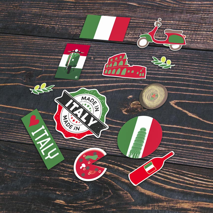 VESPA ITALY BIKER - Combo 3 Hình dán cao cấp Premium Sticker