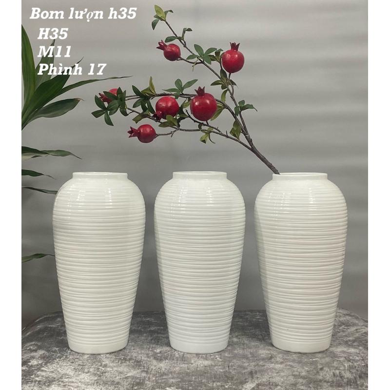 Bình cắm hoa men trắng khử. Gốm sứ Bát Tràng.