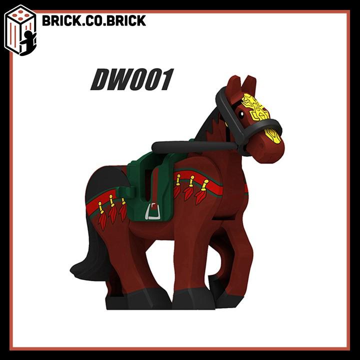 Đồ Chơi Lắp Ráp Xếp hình Ngựa Chiến Trung Cổ Kèm Dây Cương và Đai minifig War Horse Castle DW001 DW006