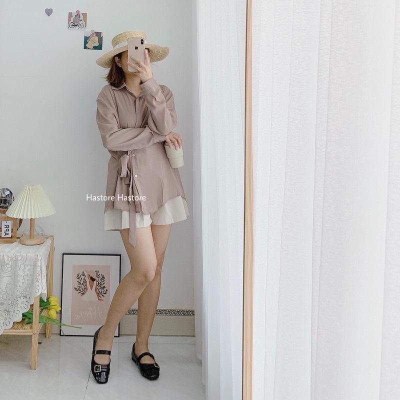 Sơ mi voan thắt eo