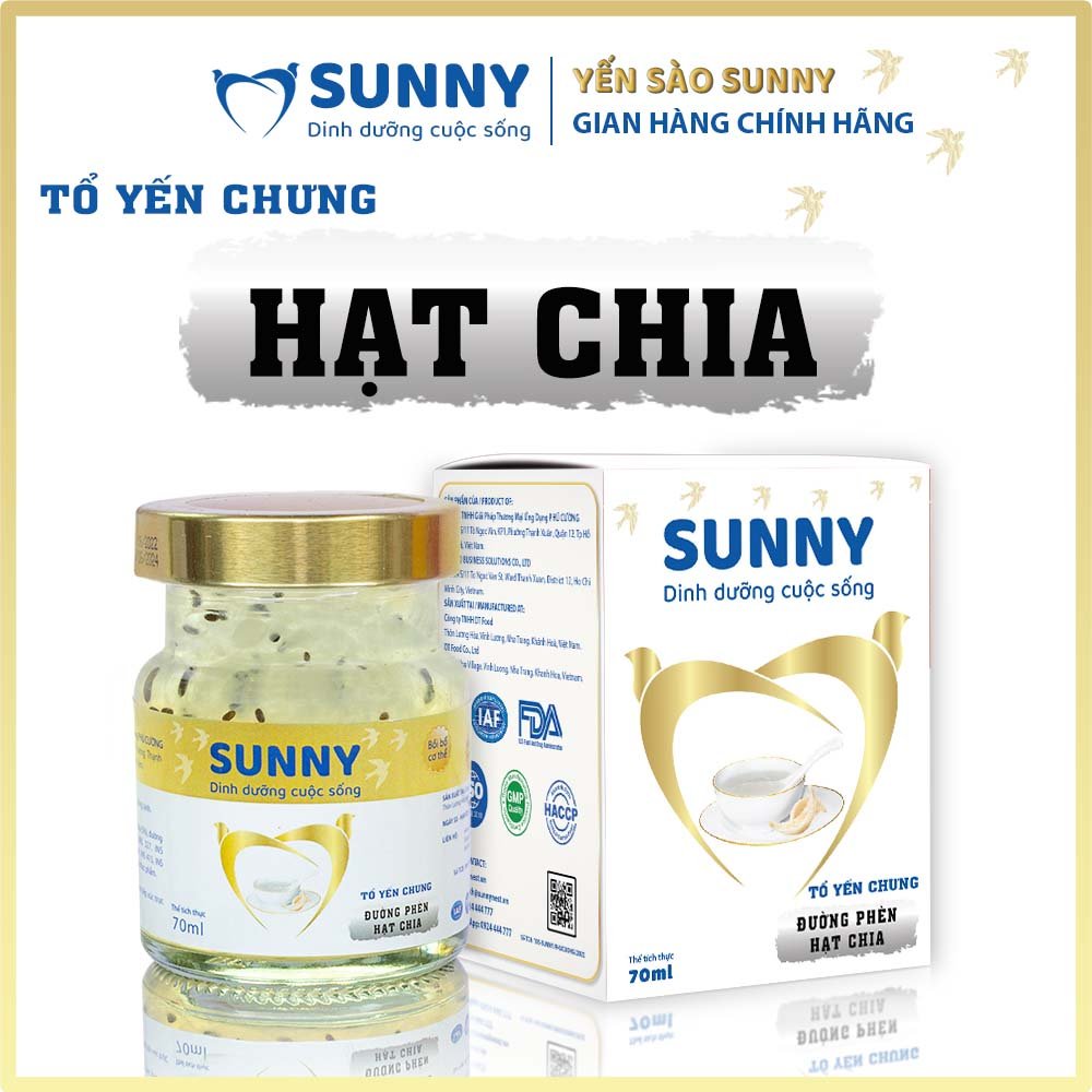 Yến hạt chia - Yến Sào Khánh Hòa chưng sẳn - 25% Yến thô - 70ml/hũ - Yến sào SUNNY