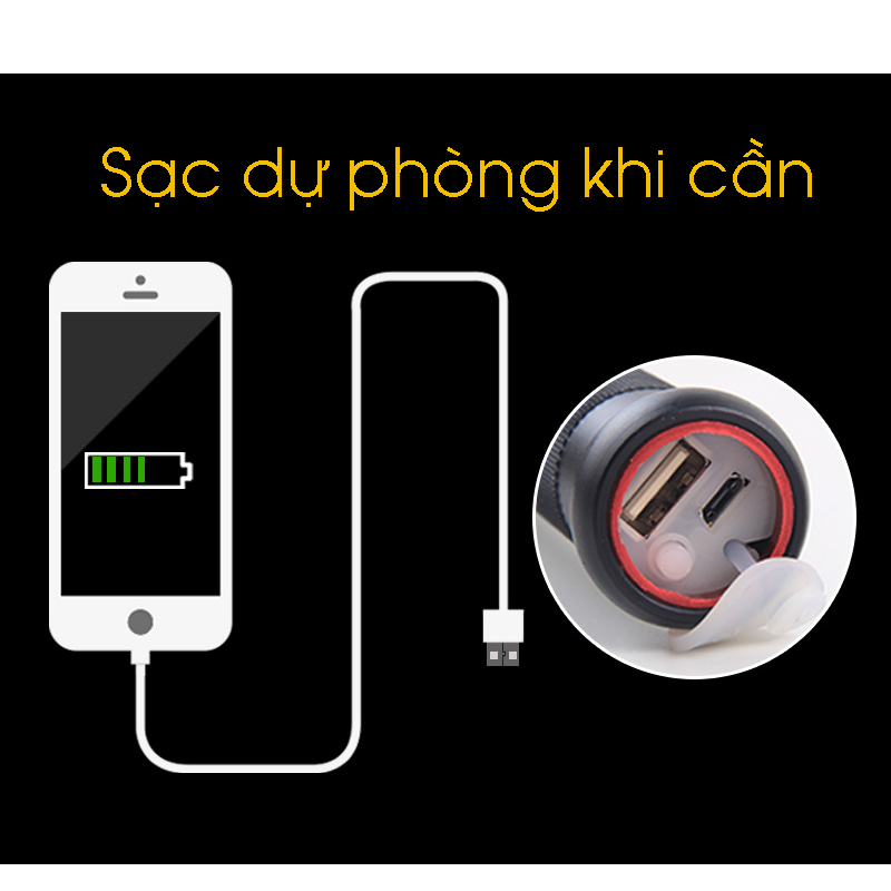 đèn pin siêu sáng kiêm sạc dự phòng cao cấp