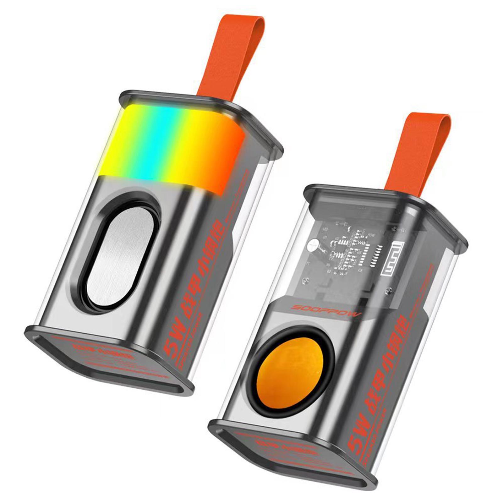 Loa di động 5.0 tương thích Bluetooth thông qua Tws Stereo trong suốt Mecha Bluetooth không dây-Loa Loa siêu trầm ngoài trời Màu sắc: Đen