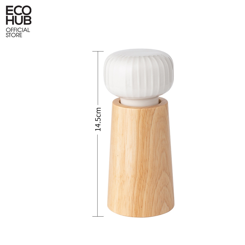 Hình ảnh Dụng cụ, lọ xay tiêu ECOHUB bằng gỗ có tay cầm gốm sứ (Pepper Grinder) | E00416