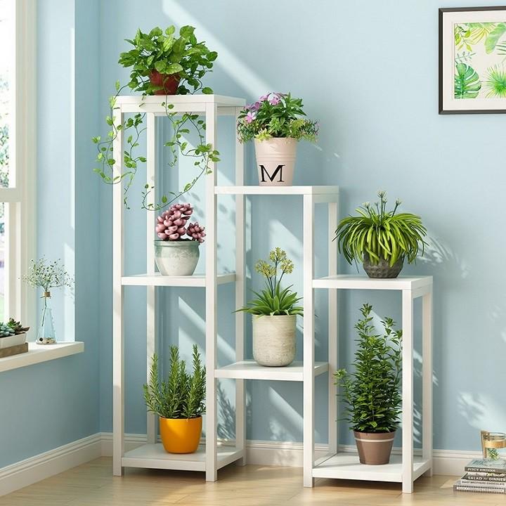 Kệ để chậu hoa cây cảnh 7 ô khung thép - Kệ trang trí nhà cửa 65x23x90cm