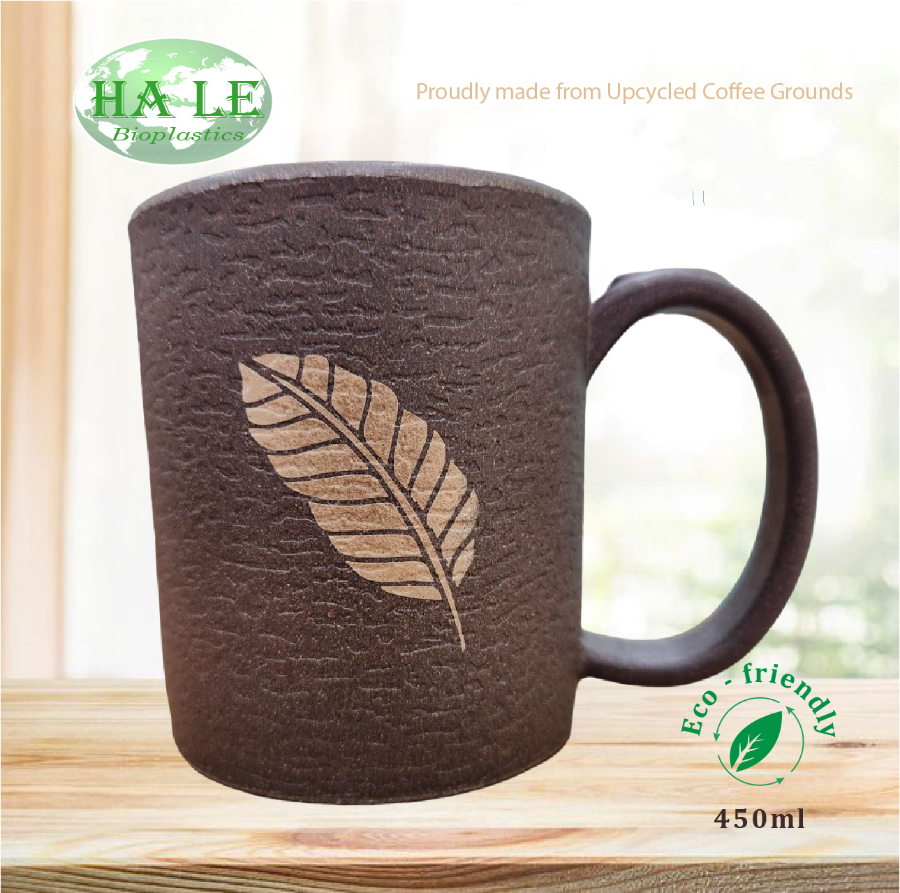 Ly Mug từ bã cà phê hoa văn chiếc lá