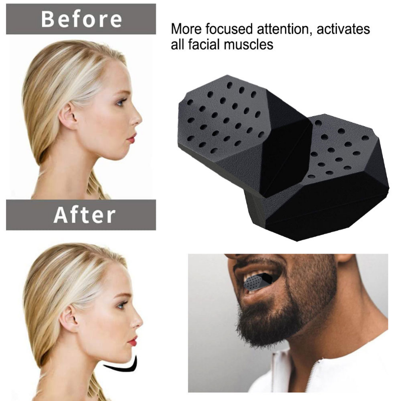 Jawline Persentiser silicone silicone chăm sóc cơ thể tập thể dục khuôn mặt Masseter căng thẳng nhai bóng đôi cằm giảm mặt nâng mặt mỏng Color: B style 1pcs black
