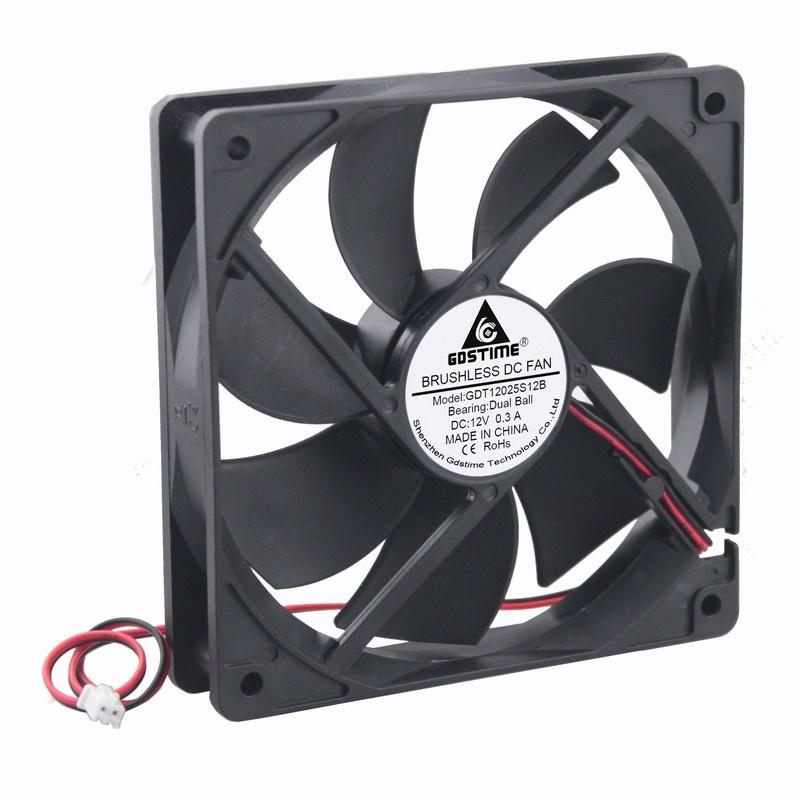 Gdstime1 Pcs 120*120*25mm Two Ball Bearing Cooling Cooler DC 12V 0.3A Axial Ventilation Fan 120mm x 25mm 12cm 2Pin 12025B