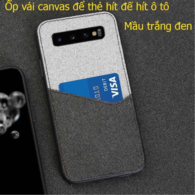 Ốp lưng canvas cao cấp dành cho samsung s10 plus để thẻ hít đế hít ô tô