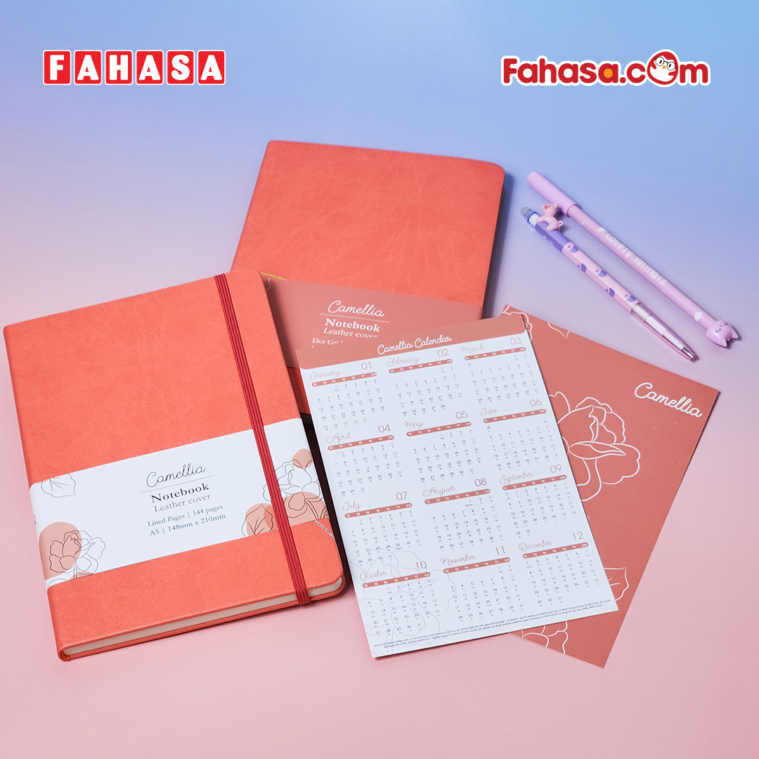 Sổ Da Bìa Cứng Camellia A5 - Kẻ Ngang - 144 Trang 100gsm - The Sun - Terracotta