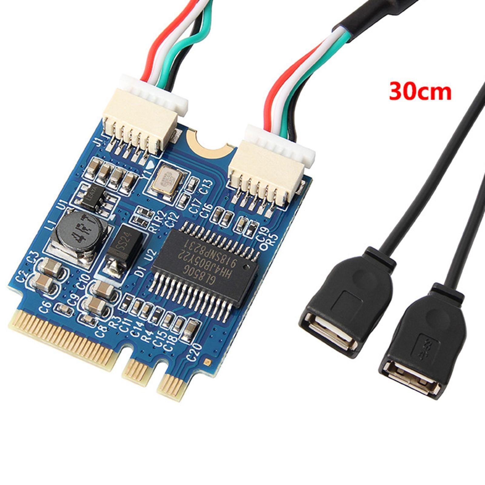 Interface Cable Durable Portable Expansion Adapter Card Network Card Port M.2 A/E Key to Dual USB 2.0 Cable