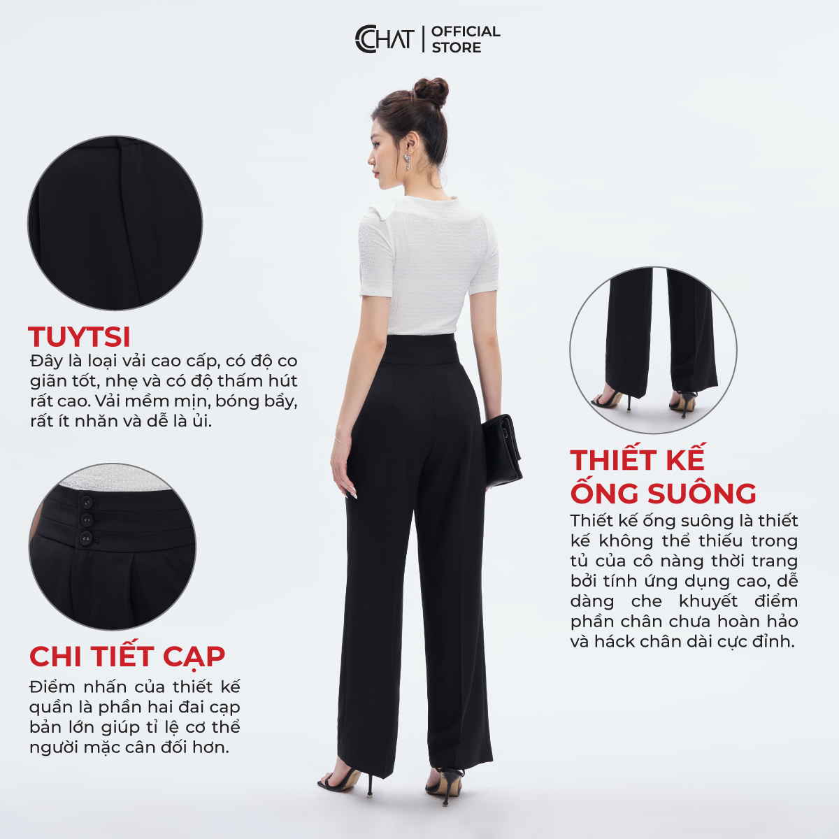 Quần Ống Rộng Kiểu Bản Cạp To 3 Cúc Chất Tuytsi Cao Cấp 53QDS2010ST